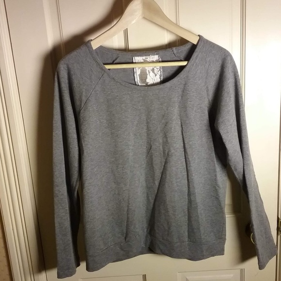 Gray Sweater with White Lace Back - Picture 1 of 2